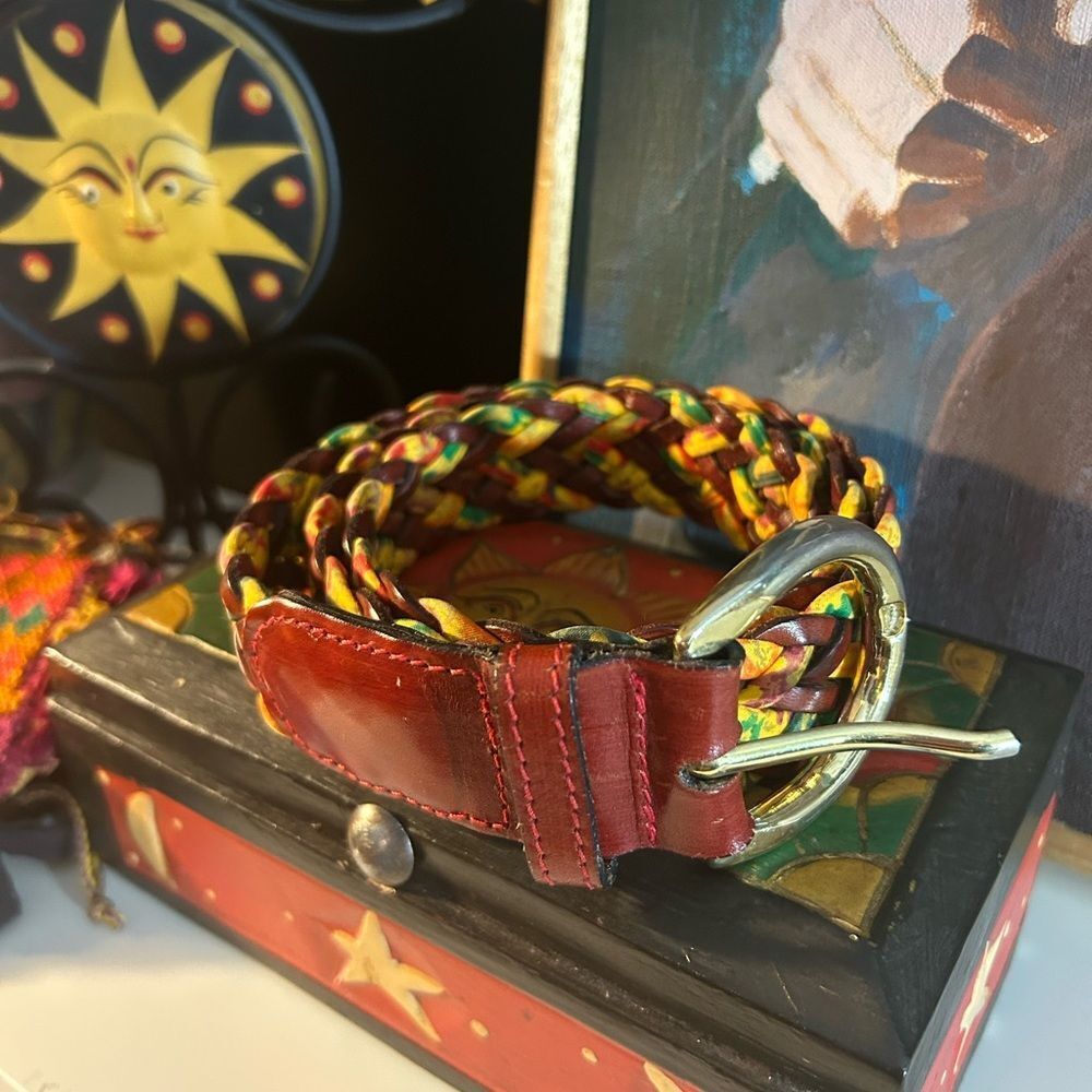 Escada Colorful Braided Belt with Gold Buckle Made in Italy 42 - Picture 5 of 15